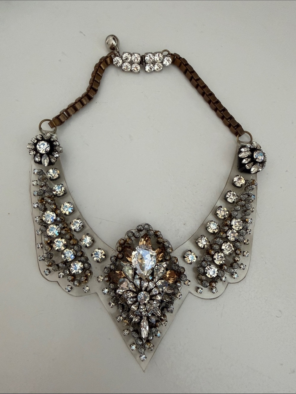 Sharouk never worn Crystal Statement Necklace - Brown and Clear gem stones